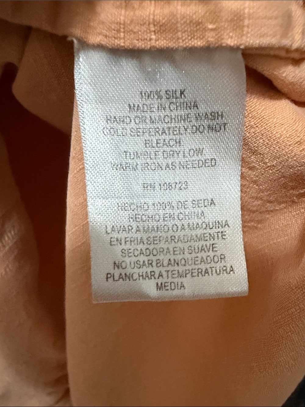SOL SILK Men's Casual Button-Down Shirt in Peach 100% Silk Men’s SIZE XXL - Picture 5 of 12
